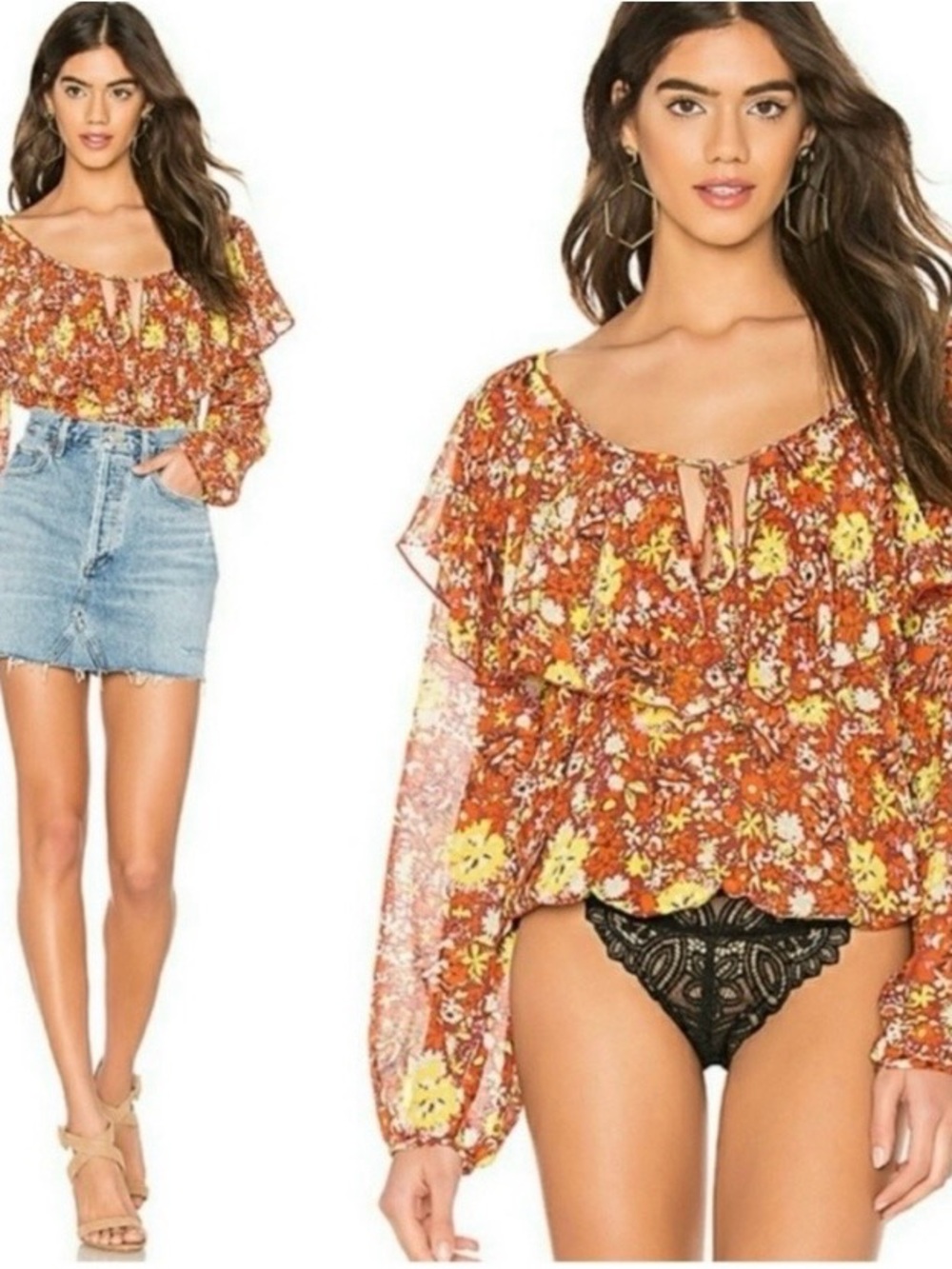 Free People Intimately Say It To Me Bodysuit Blouse Top Red Sienna